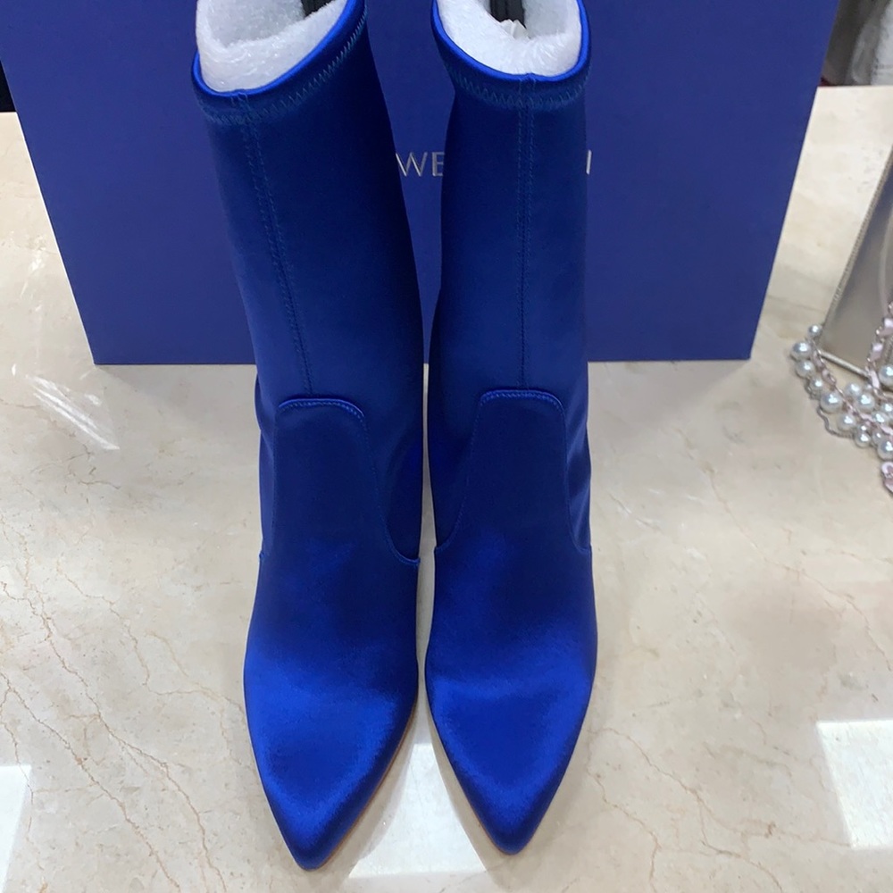 STUART WEITZMAN SATIN STRETCHY BOOTS ROYAL BLUE MADE IN SPAIN SZ EU 38,38.5,39 - Picture 4 of 10